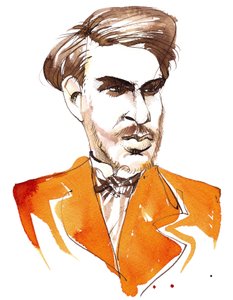 Sergei Taneyev, Russian composer (1856-1915); caricatured as a young man by Neale Osborne